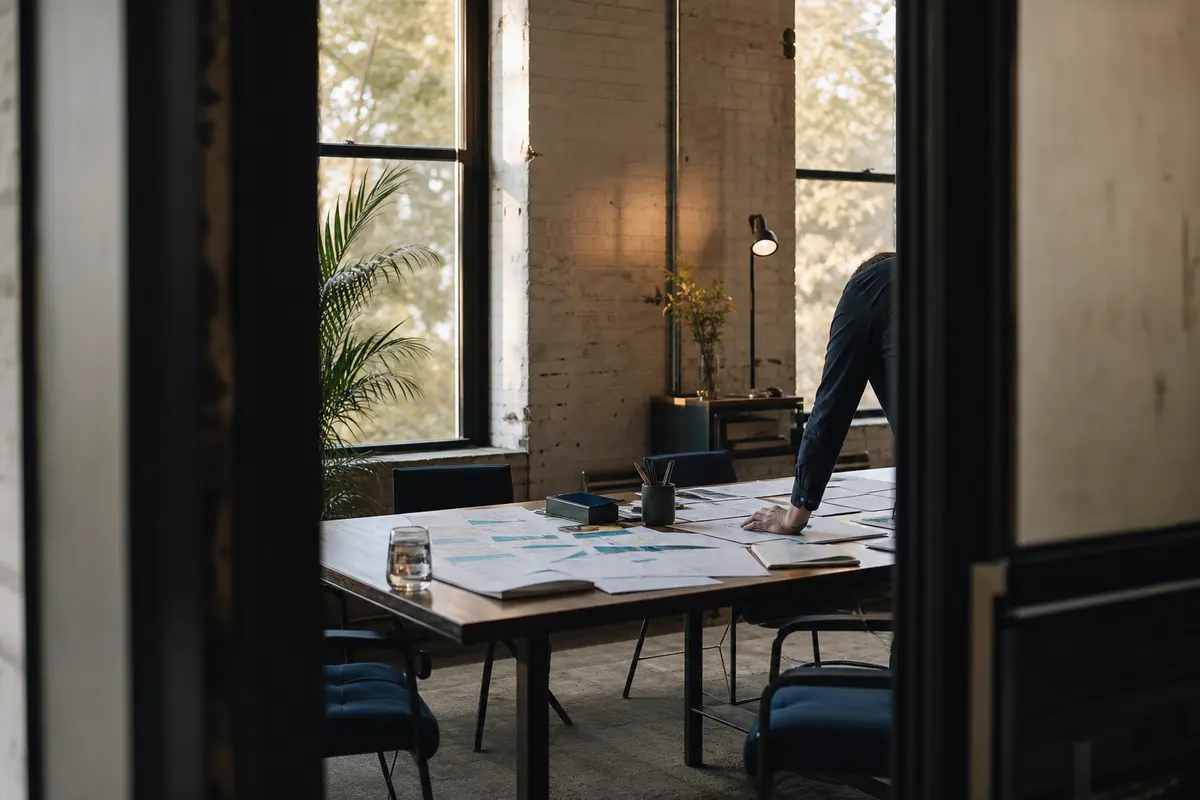 Editorial marketing planning scene for AI SEO in Brooklyn Center, Minnesota