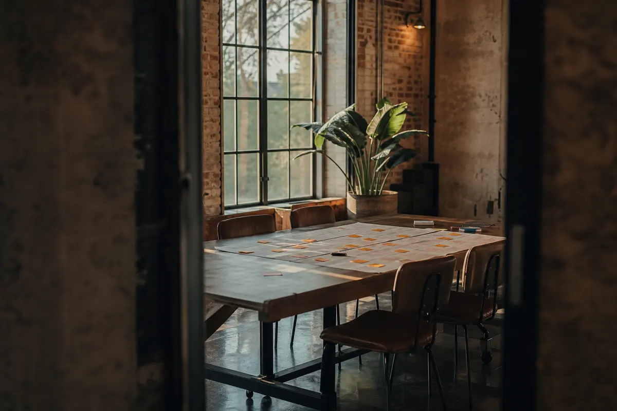 Editorial marketing planning scene for AI SEO in Chisago City, Minnesota