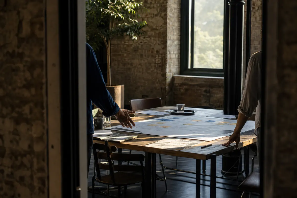 Editorial marketing planning scene for AI SEO in Big Lake, Minnesota