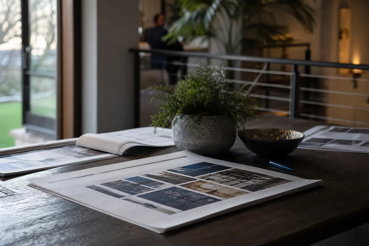 Editorial marketing planning scene for AI SEO in East Bethel, Minnesota