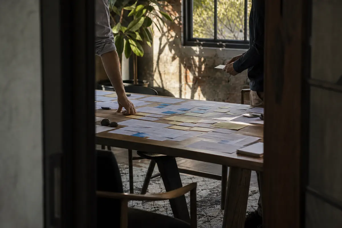 Editorial marketing planning scene for AI SEO in Forest Lake, Minnesota