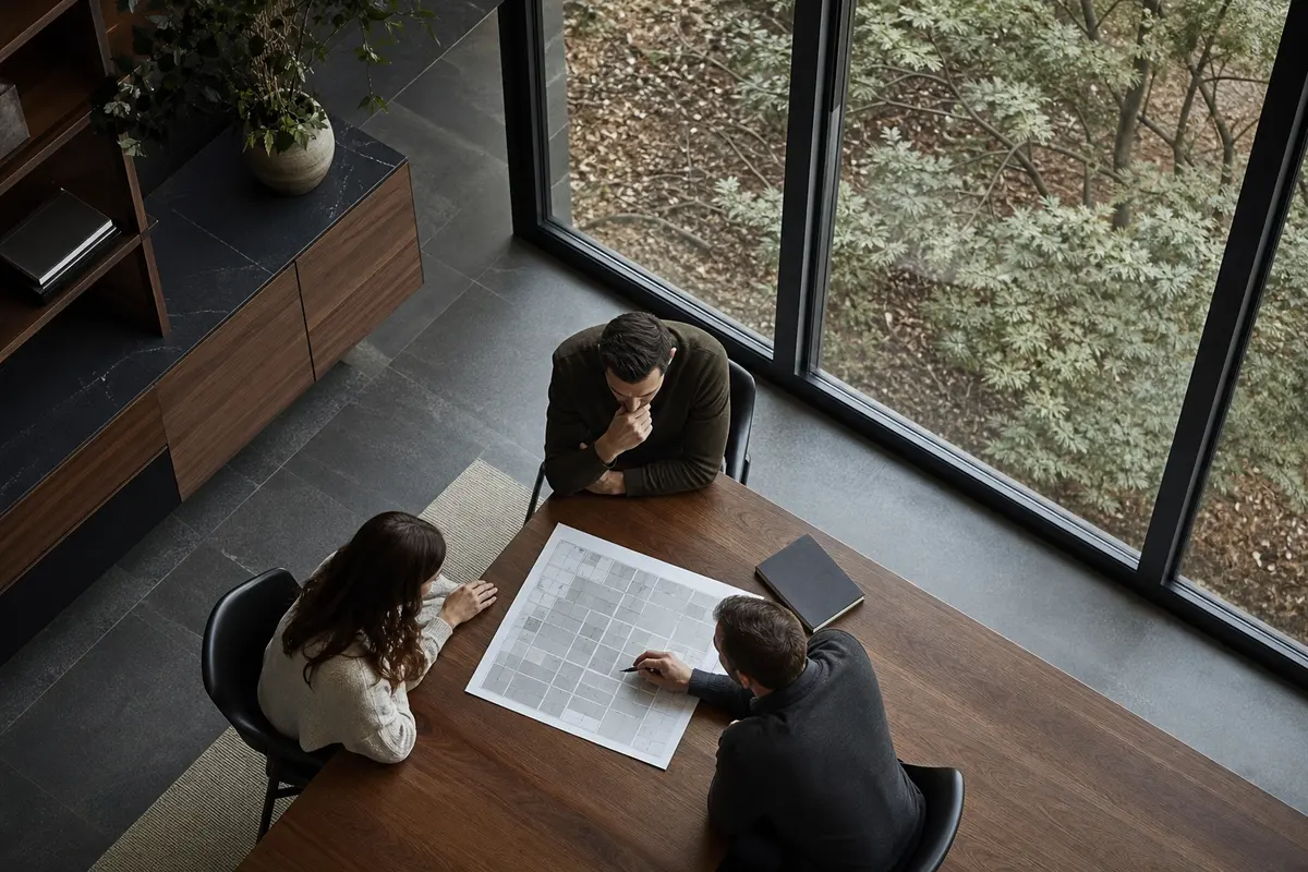 Editorial marketing planning scene for AI SEO in Medina, Minnesota