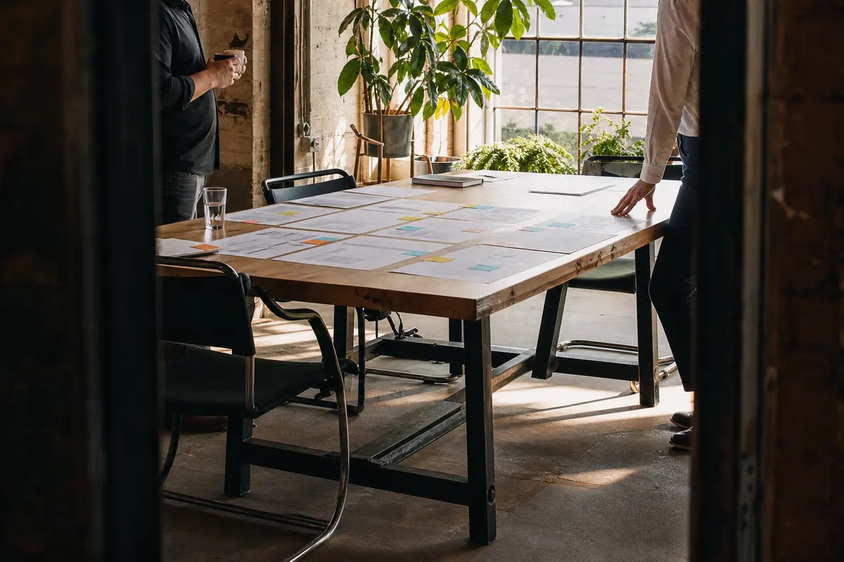 Editorial marketing planning scene for AI SEO in St. Joseph, Minnesota