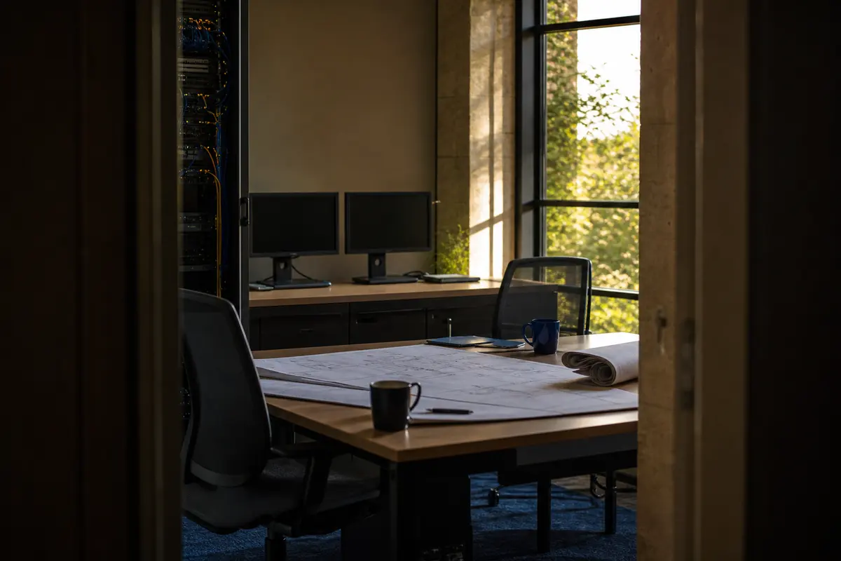 Editorial platform planning scene for Dedicated Hosting in Belton, Missouri