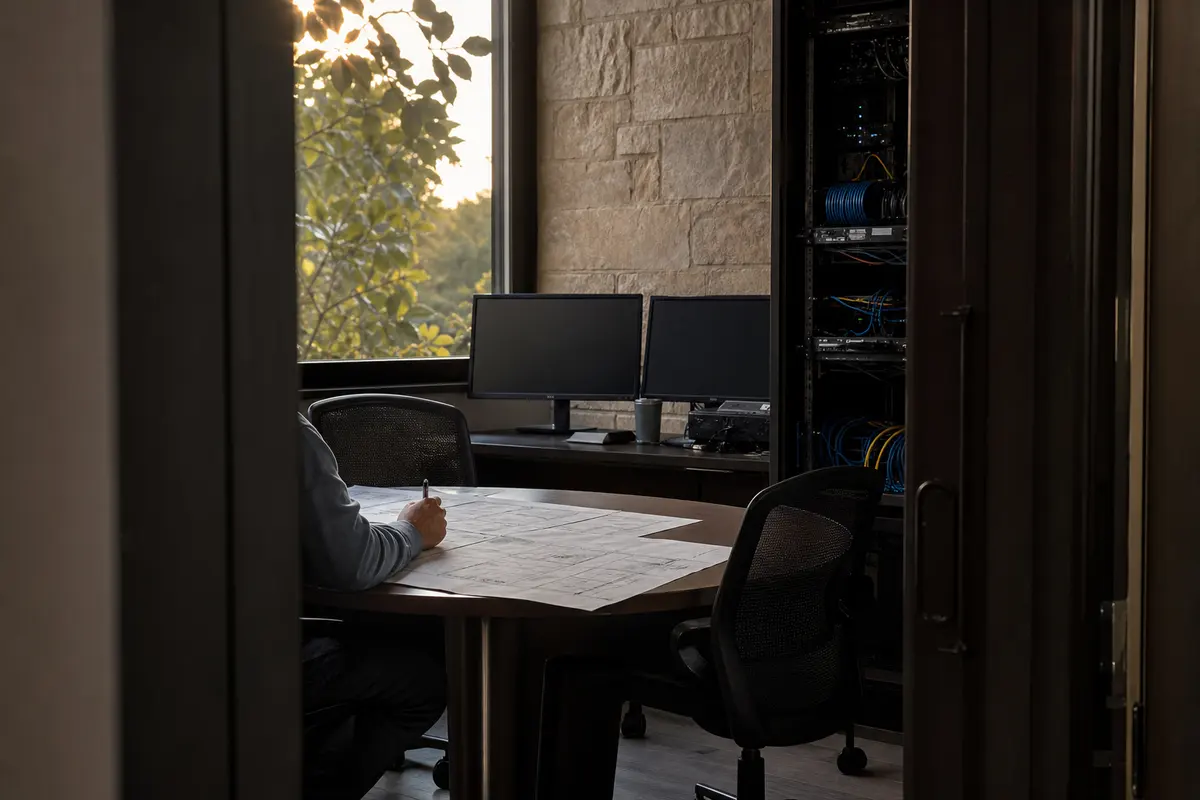 Editorial platform planning scene for Dedicated Hosting in Excelsior Springs, Missouri