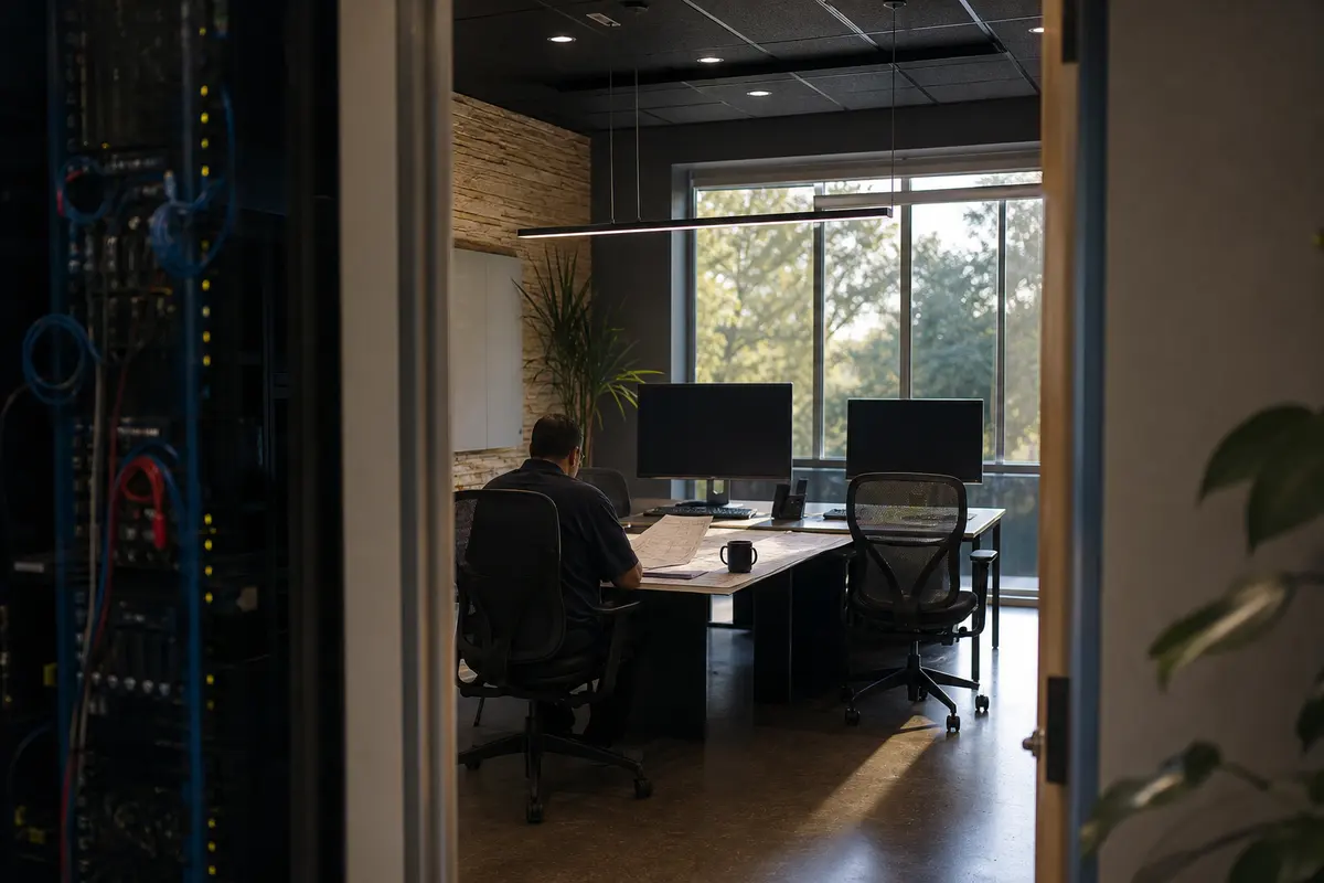 Editorial platform planning scene for Custom Software in Hazelwood, Missouri
