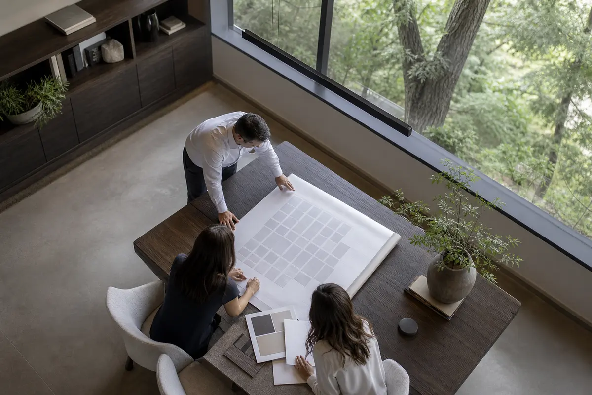 Editorial marketing planning scene for AI SEO in Town and Country, Missouri
