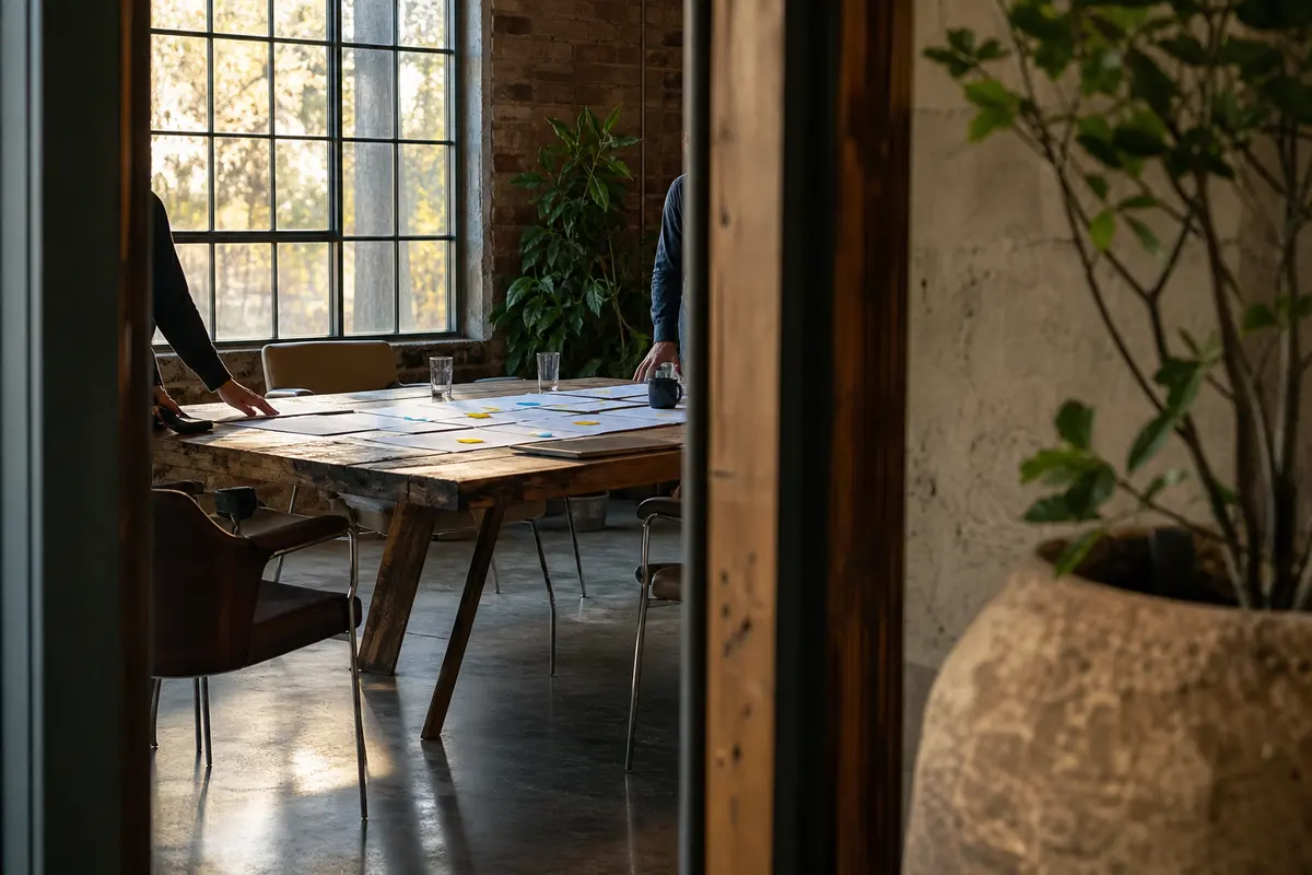Editorial marketing planning scene for AI SEO in Union, Missouri