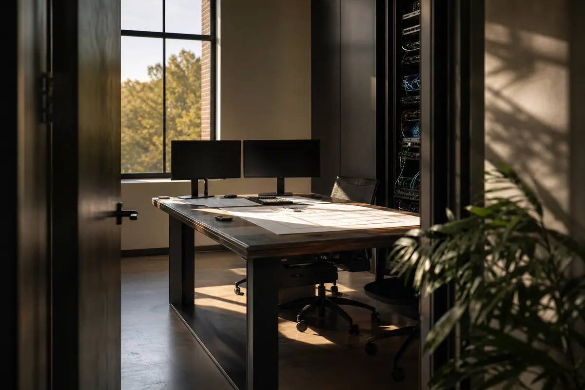 Editorial platform planning scene for Dedicated Hosting in Lincoln, Nebraska
