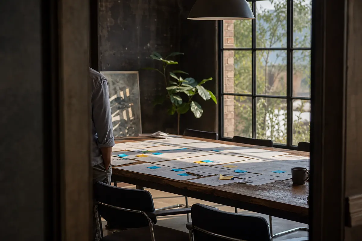 Editorial marketing planning scene for AI SEO in Sun Valley, Nevada