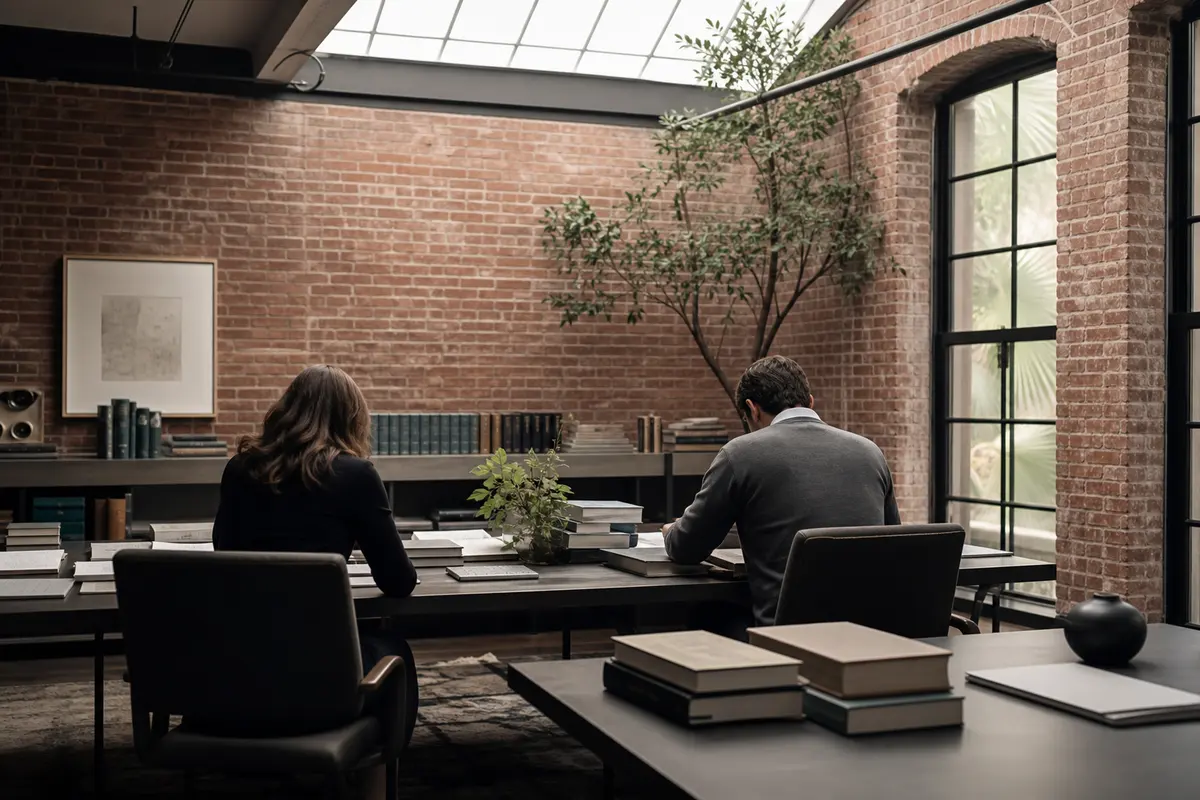 Editorial marketing planning scene for AI SEO in Rindge, New Hampshire