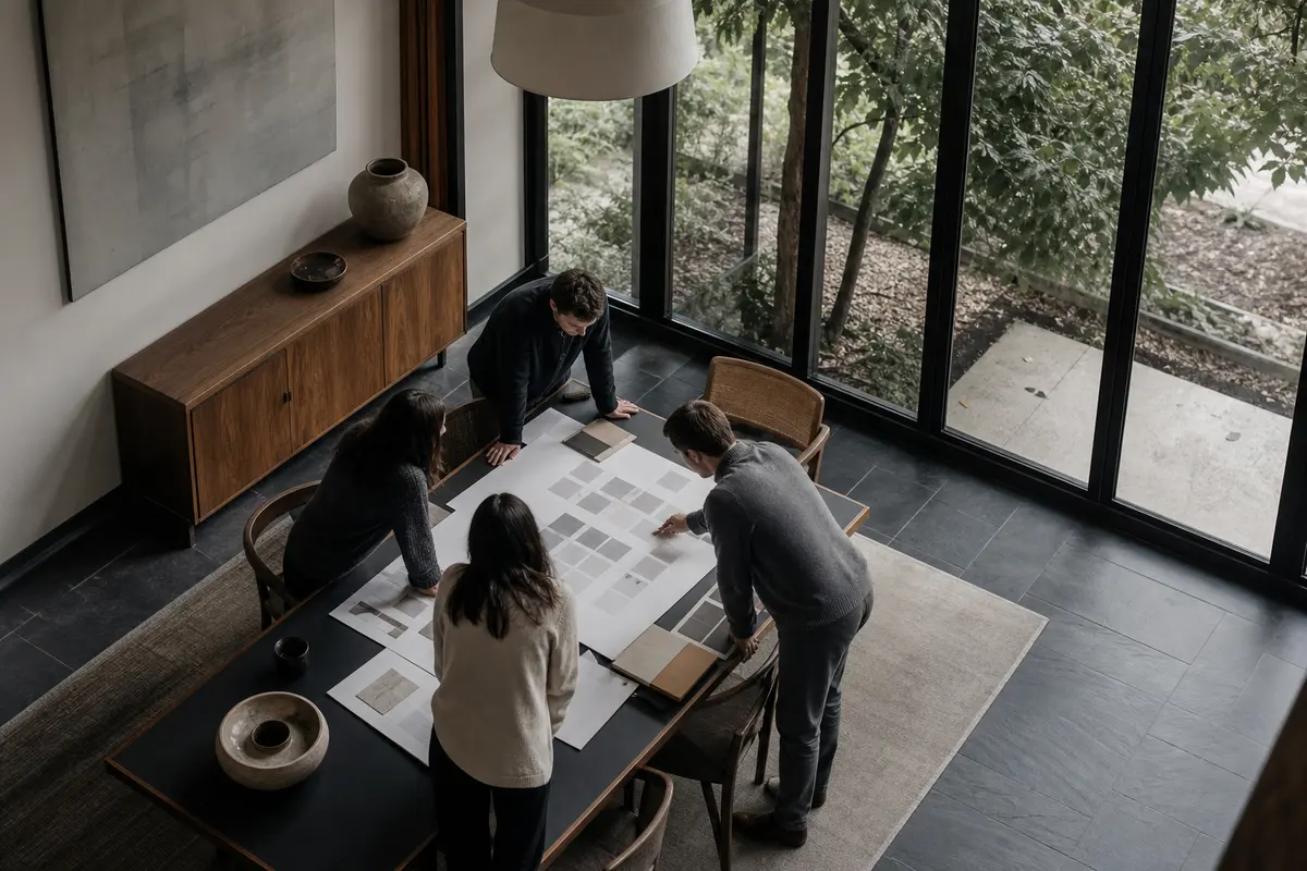 Editorial marketing planning scene for AI SEO in Exeter, New Hampshire