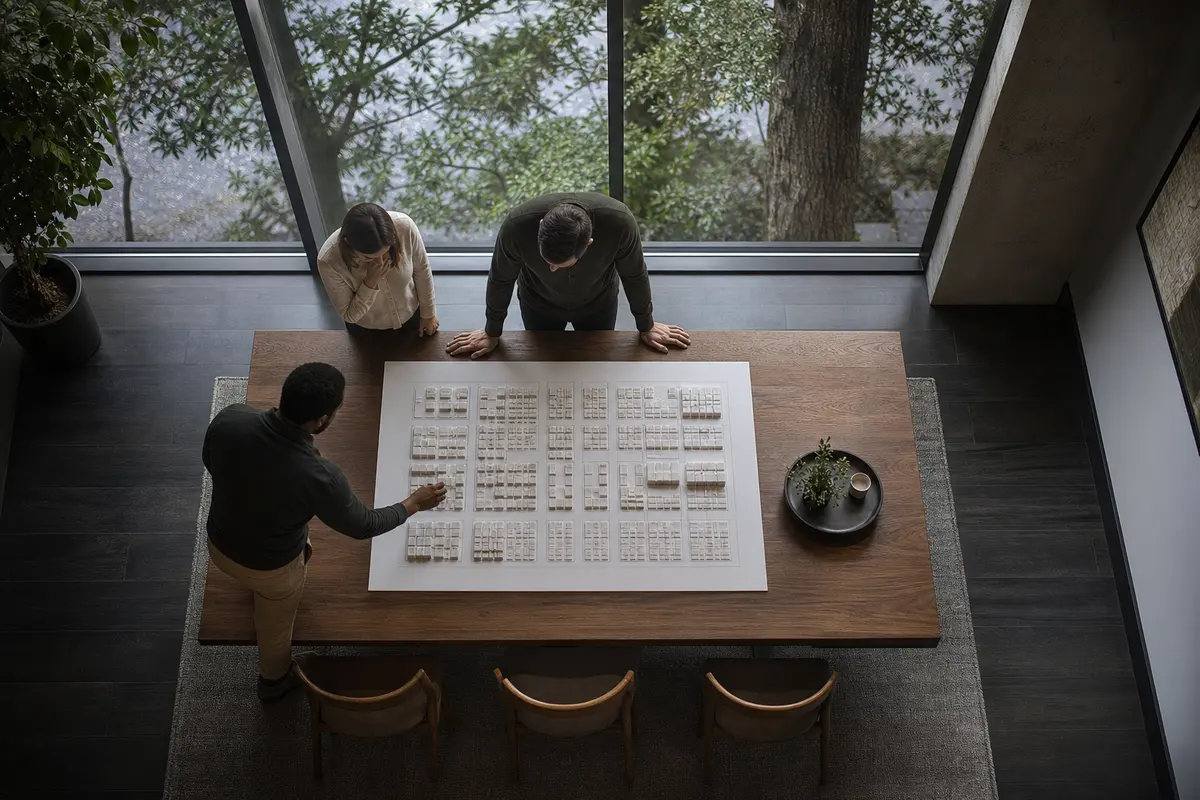 Editorial marketing planning scene for AI SEO in Westampton, New Jersey