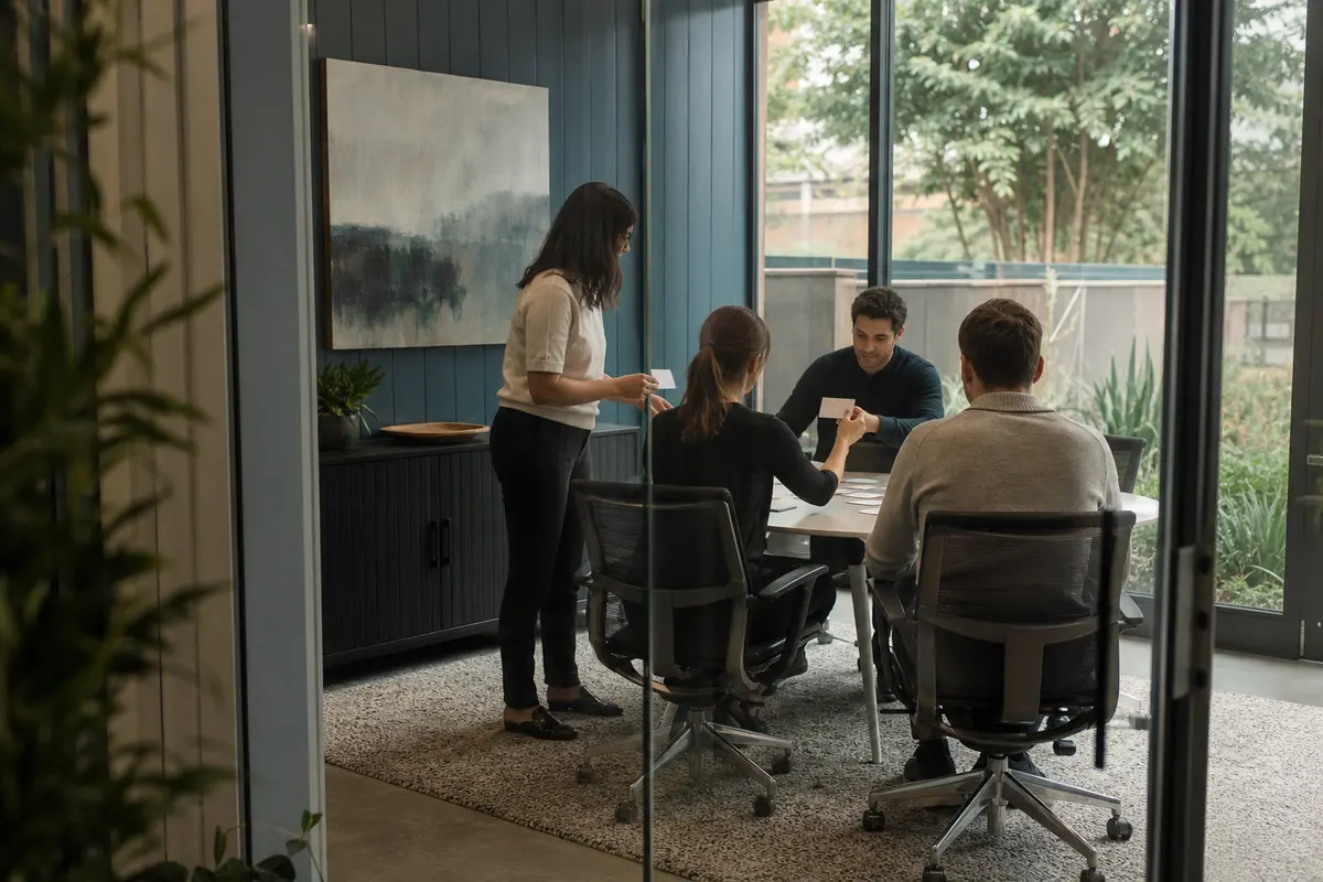 Editorial intake planning scene for AI Answering in Woolwich, New Jersey
