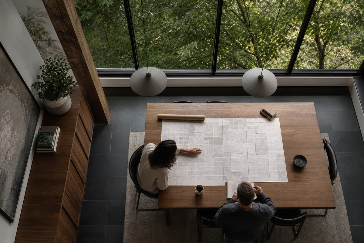 Editorial marketing planning scene for AI SEO in Raritan, New Jersey