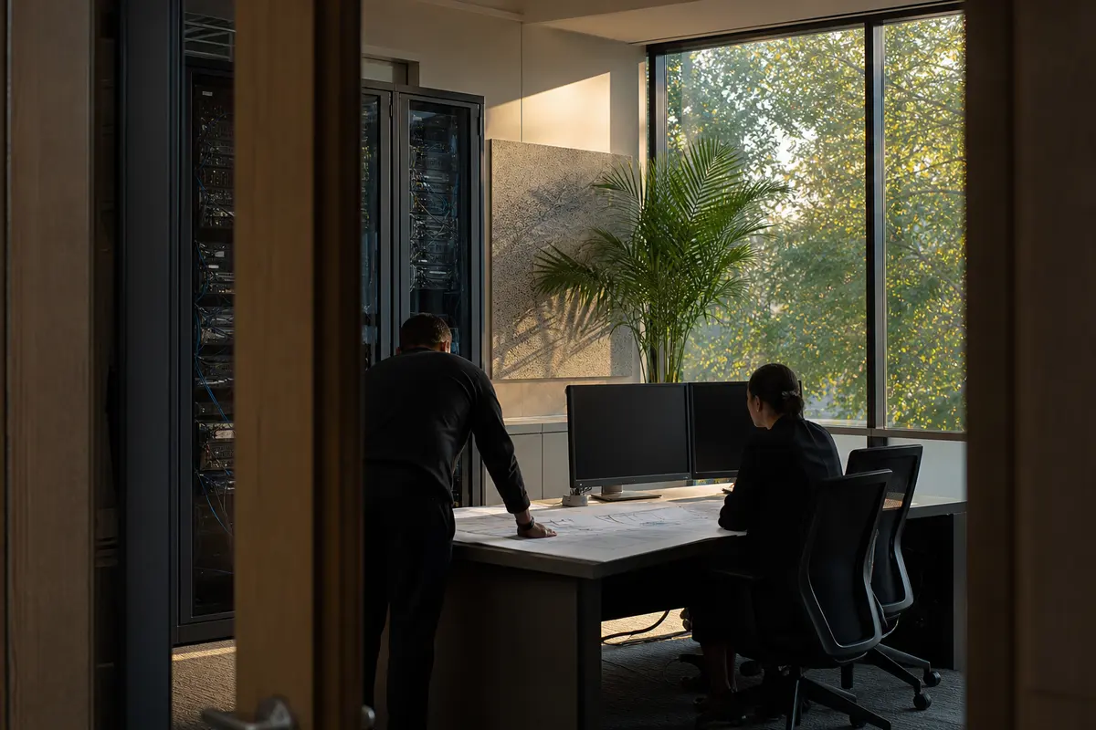 Editorial platform planning scene for Dedicated Hosting in Englewood Cliffs, New Jersey