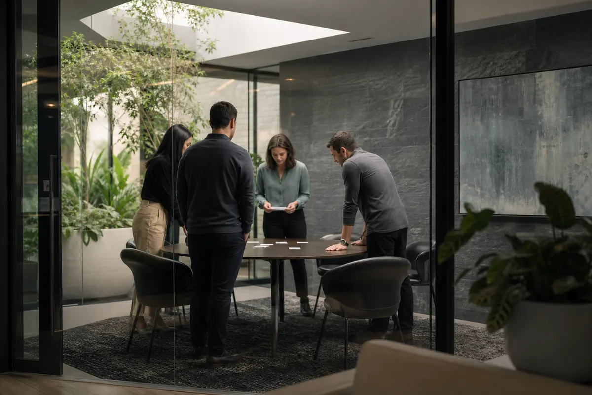 Editorial intake planning scene for AI Answering in Franklin Lakes, New Jersey