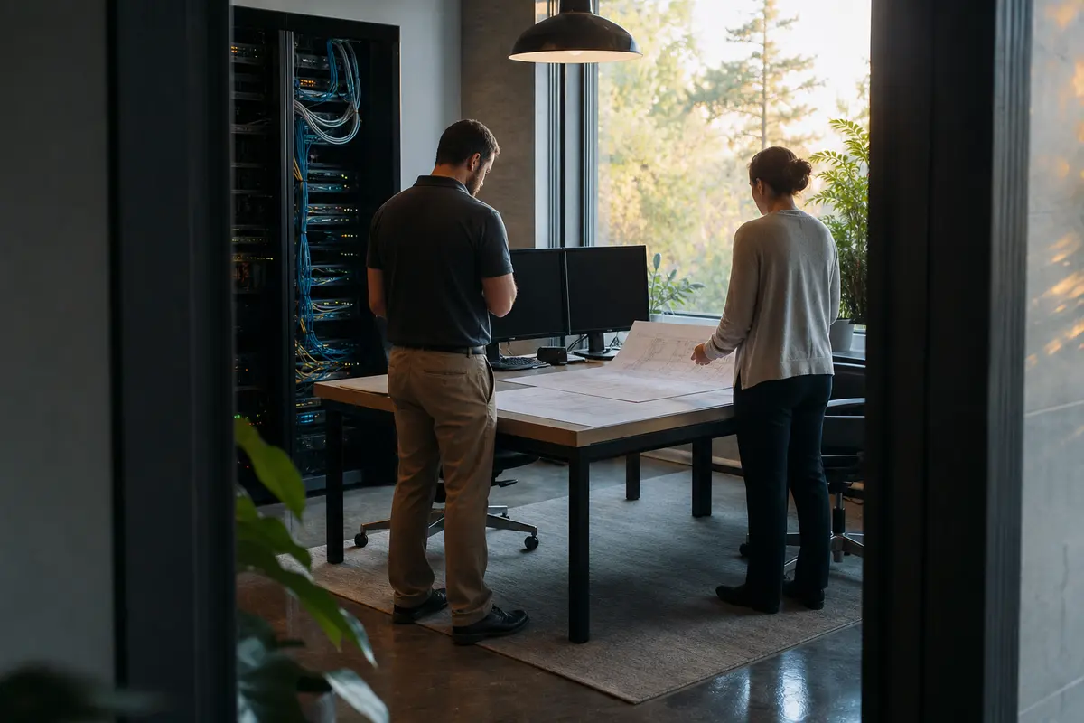 Editorial platform planning scene for Dedicated Hosting in Linden, New Jersey