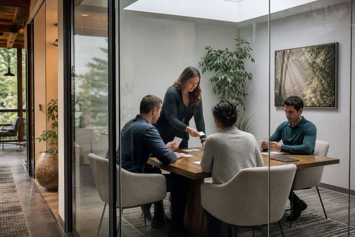 Editorial intake planning scene for AI Answering in Newton, New Jersey