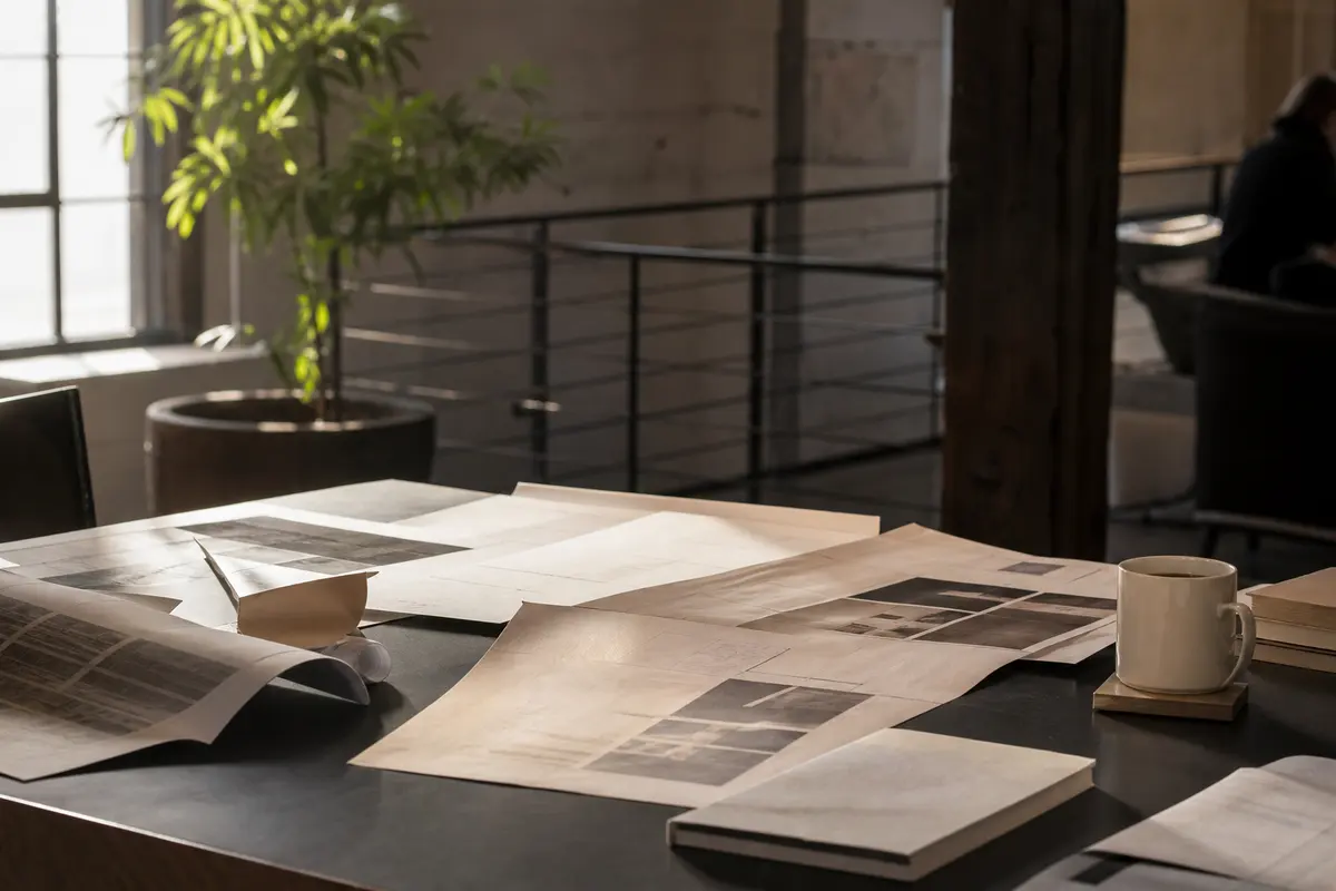 Editorial marketing planning scene for AI SEO in Edgewood, New Mexico