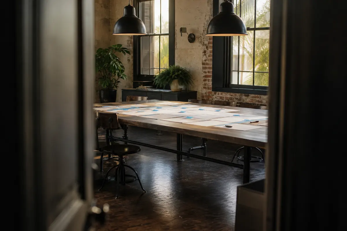 Editorial marketing planning scene for AI SEO in Los Lunas, New Mexico