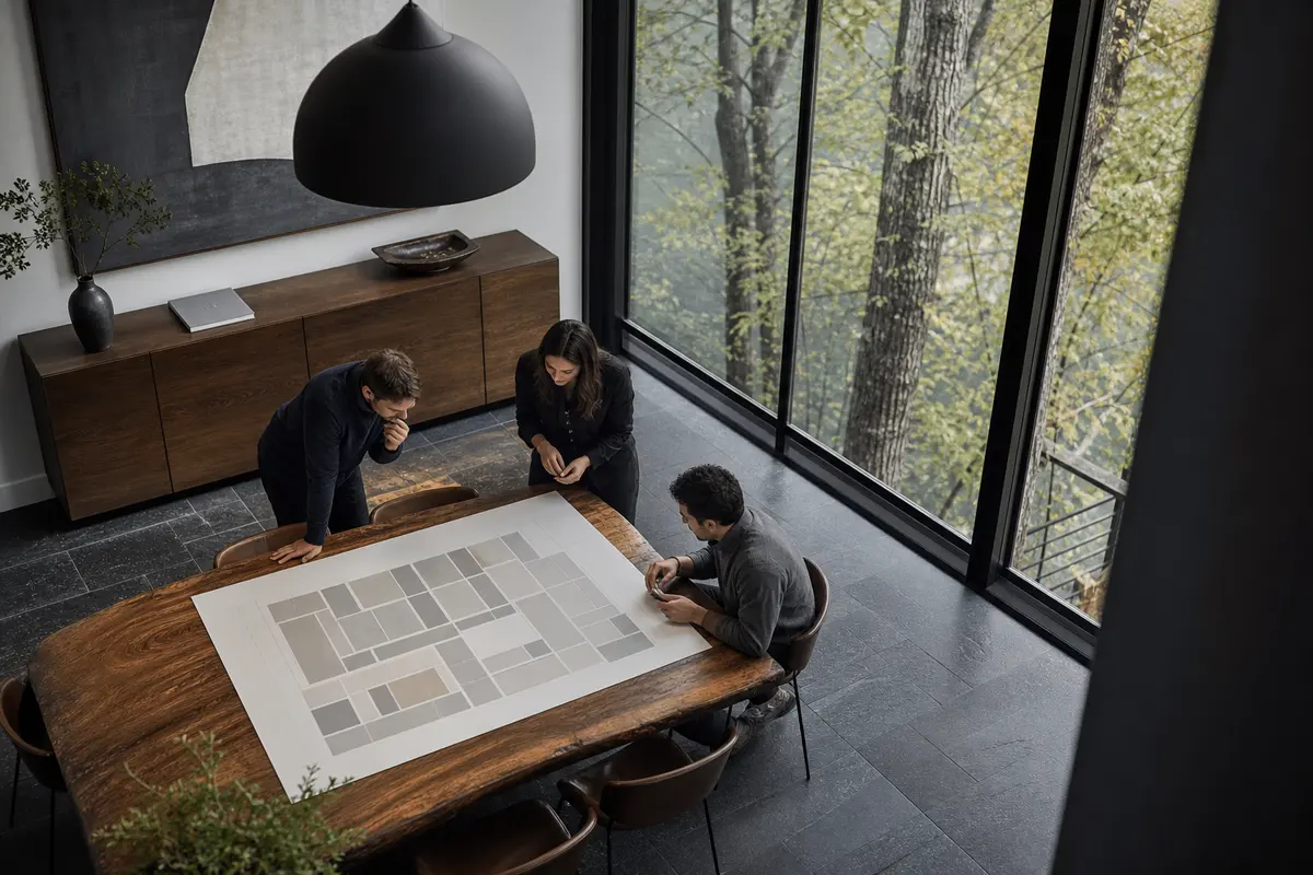 Editorial marketing planning scene for AI SEO in Dickinson, New York