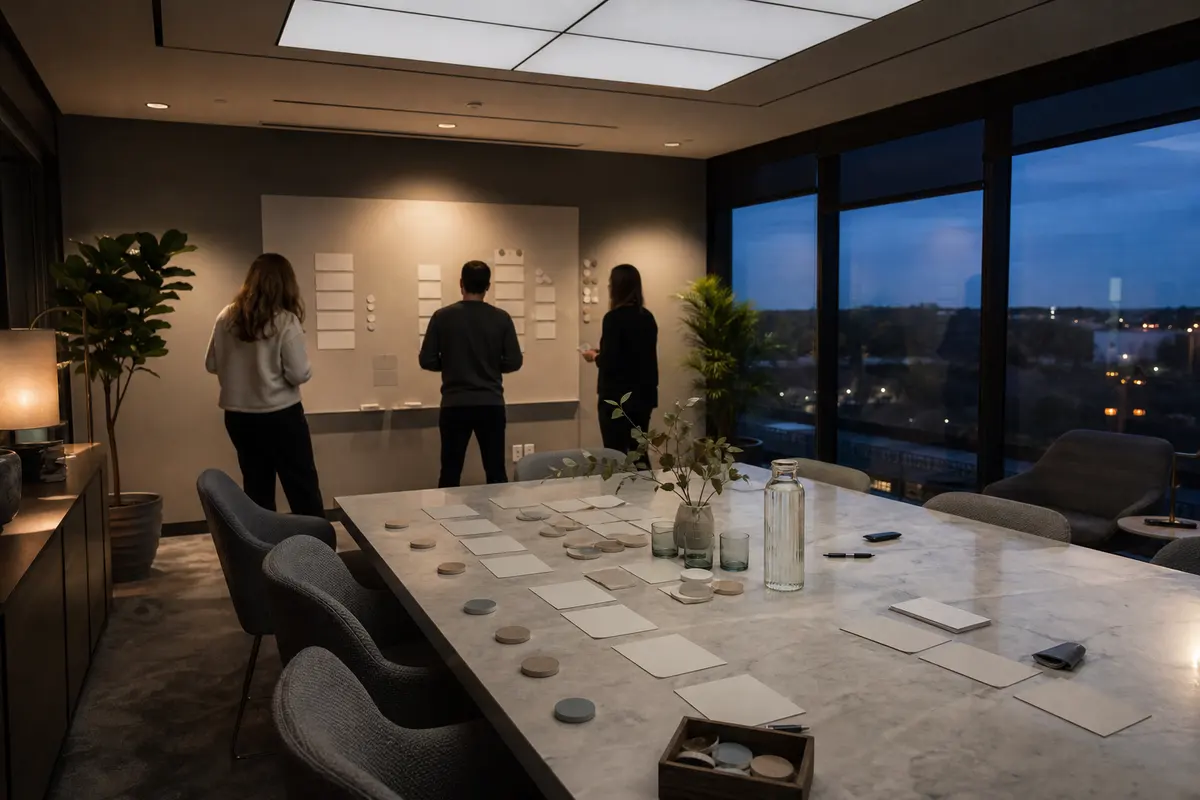 Editorial platform planning scene for ROI Dashboard in Clarence, New York