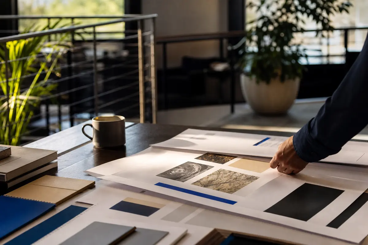 Editorial marketing planning scene for AI SEO in Lenox, New York
