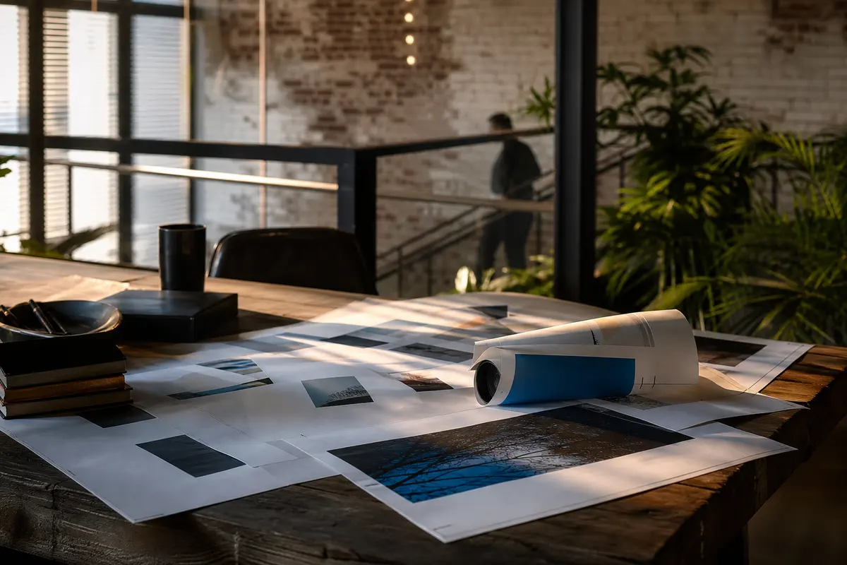 Editorial marketing planning scene for AI SEO in Henrietta, New York