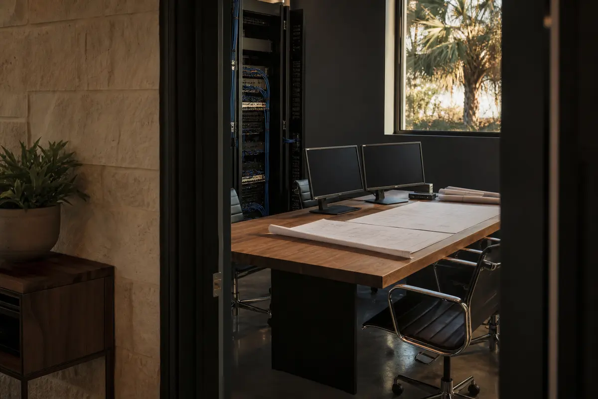Editorial platform planning scene for Dedicated Hosting in Palm Tree, New York