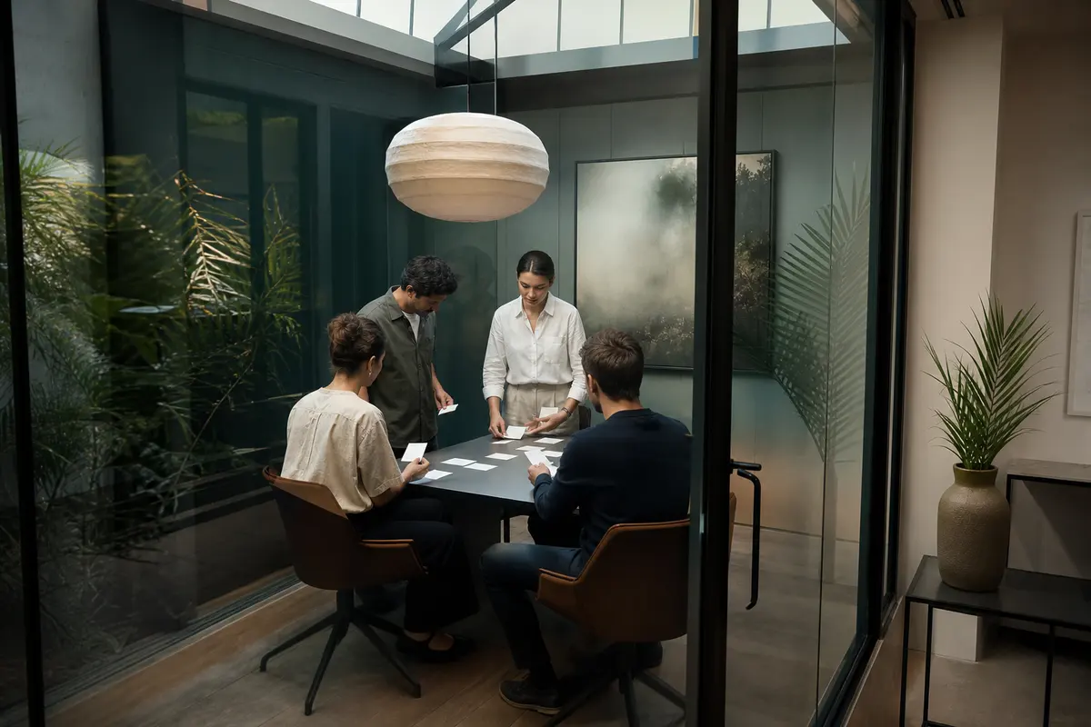 Editorial intake planning scene for Automation in Bohemia, New York