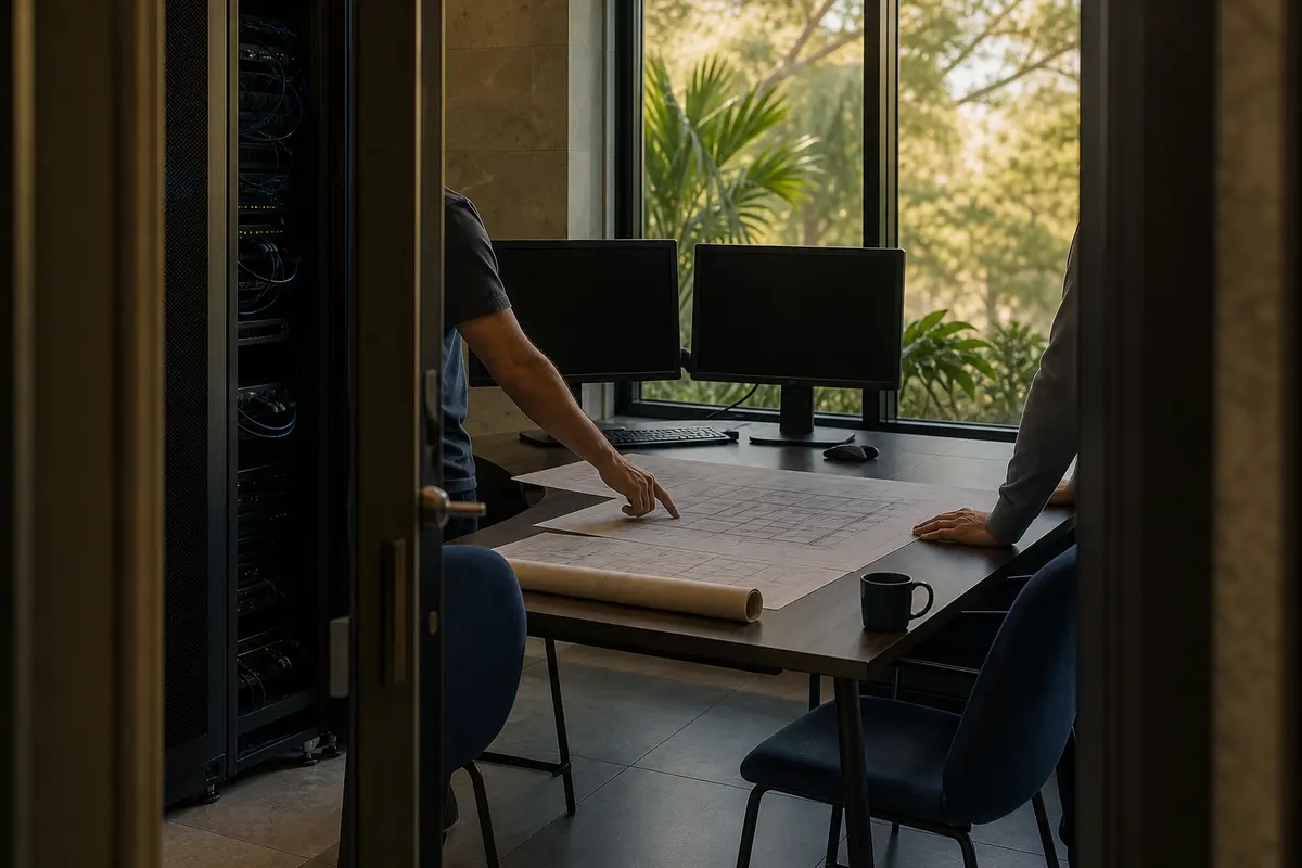 Editorial platform planning scene for Dedicated Hosting in Brighton, New York