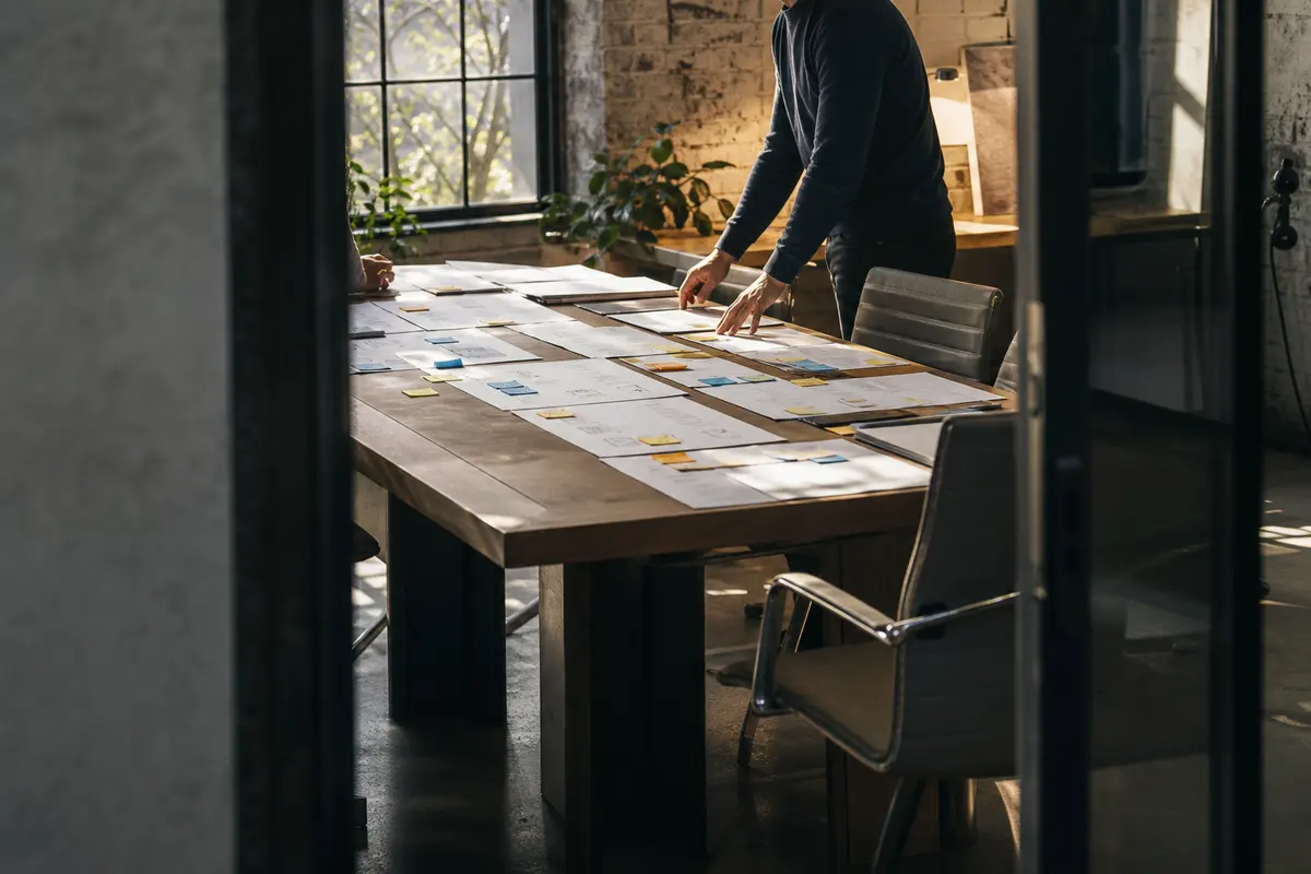 Editorial marketing planning scene for AI SEO in Greenfield, New York