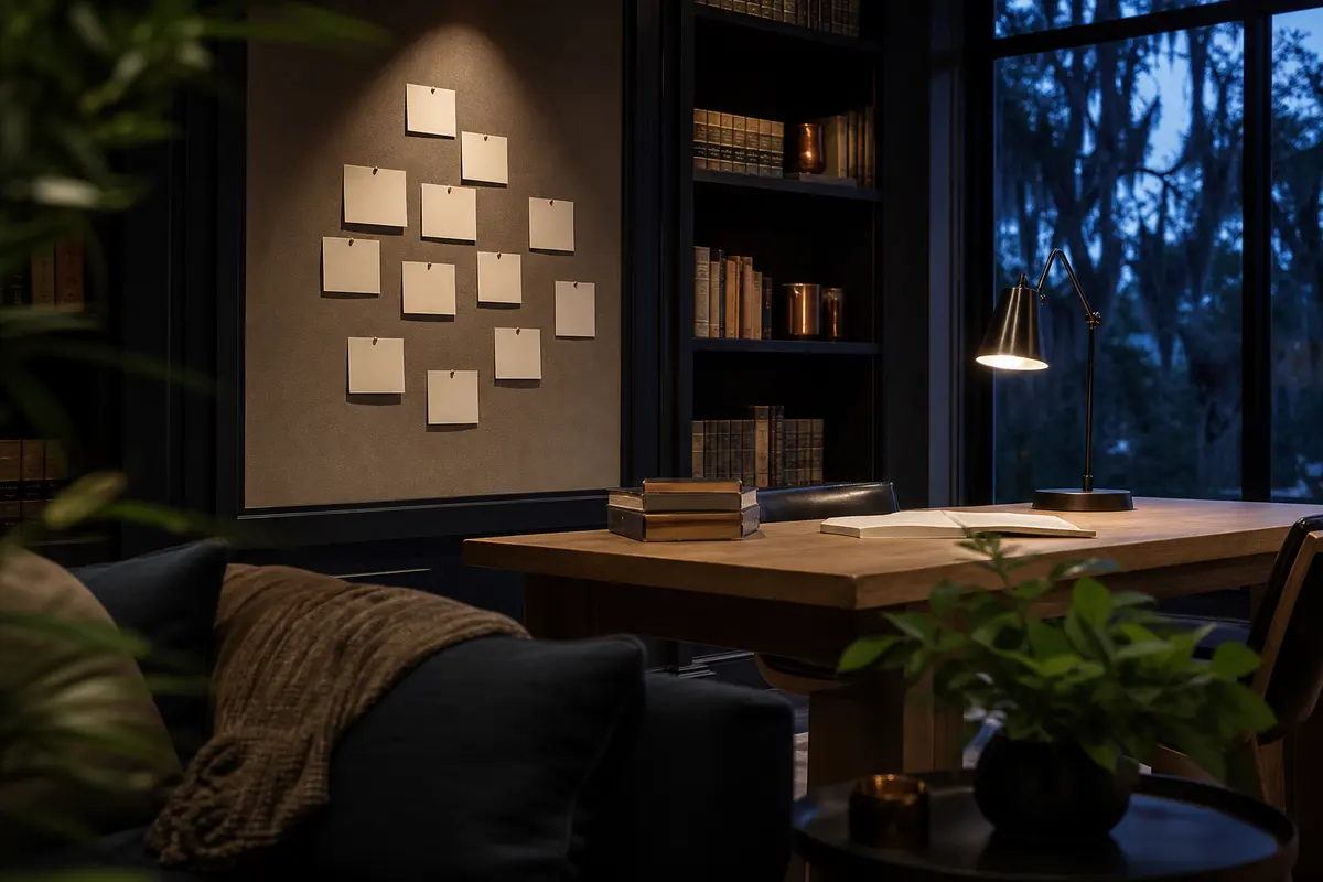 Editorial marketing planning scene for AI SEO in Stillwater, New York