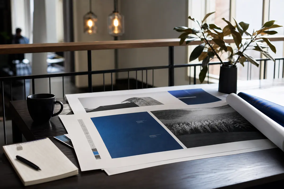 Editorial marketing planning scene for AI SEO in Palmyra, New York