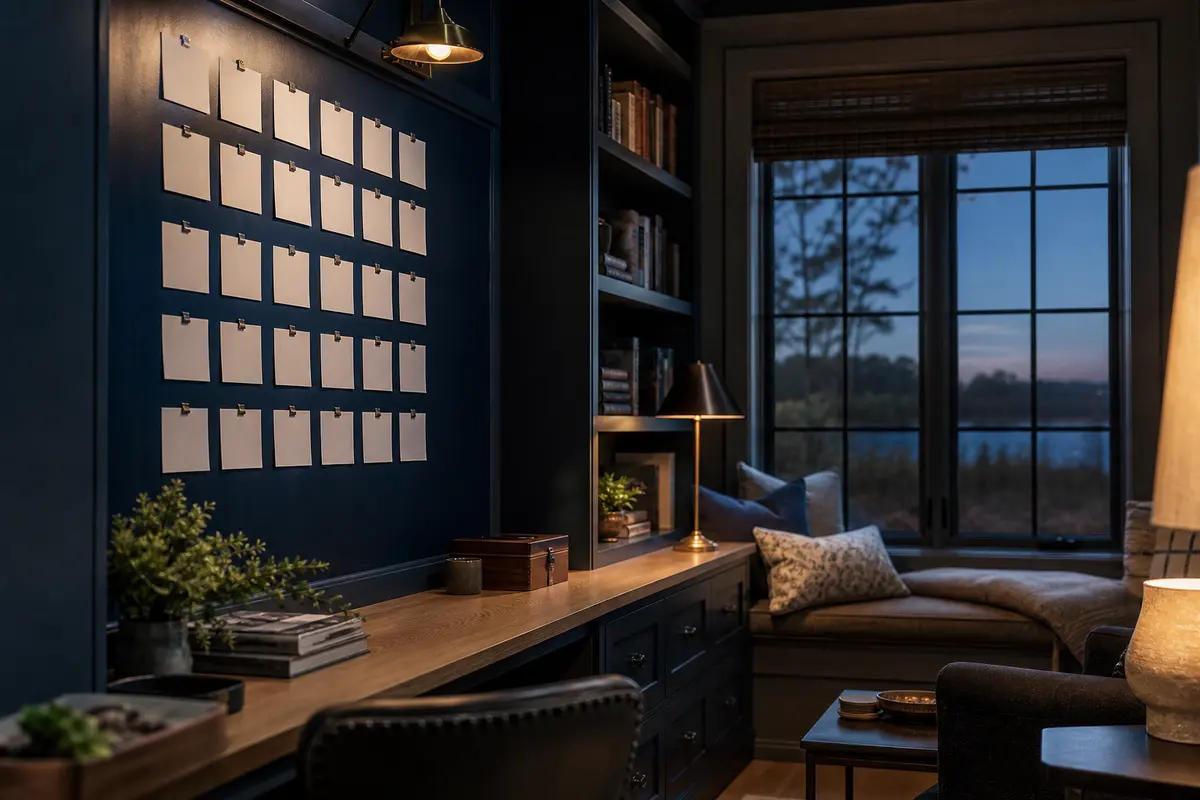 Editorial marketing planning scene for Calverton, New York