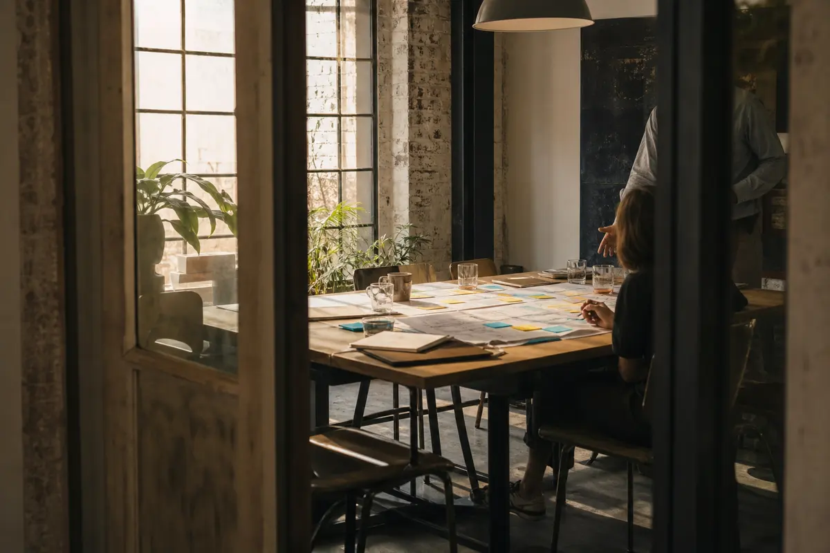 Editorial marketing planning scene for AI SEO in Cortlandt, New York