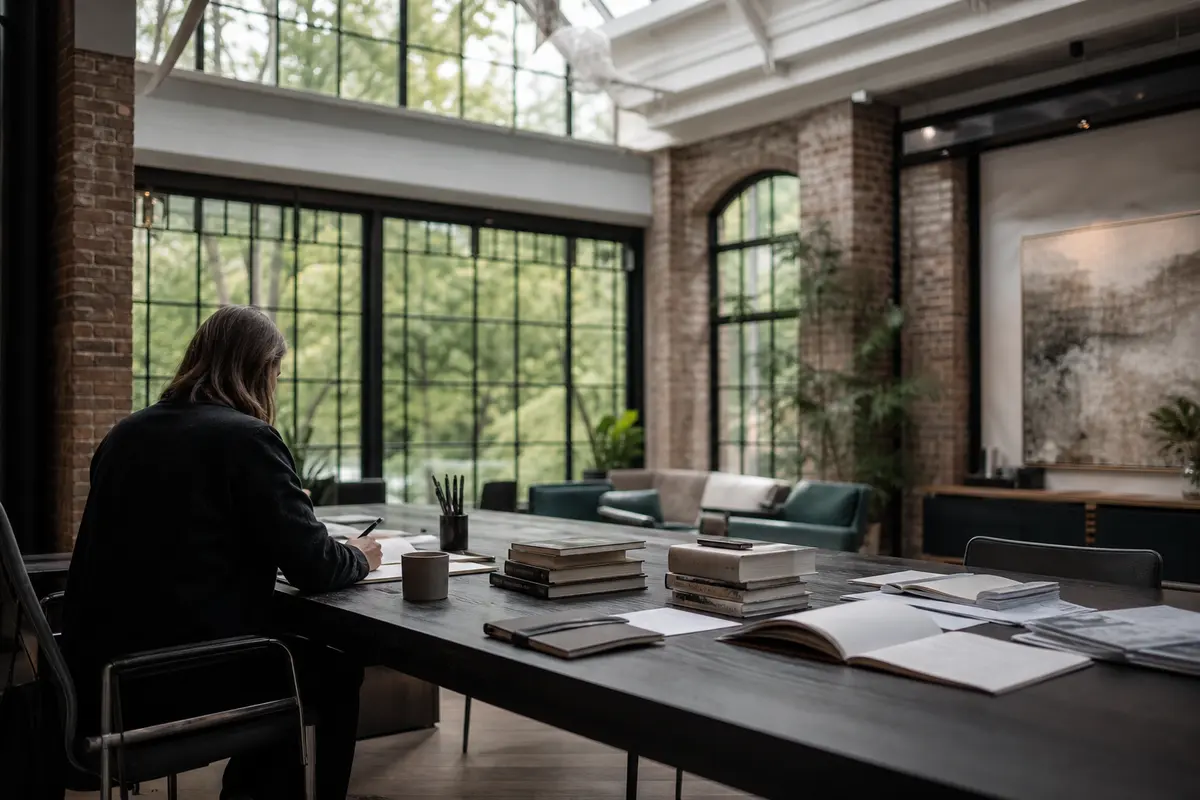 Editorial marketing planning scene for Pound Ridge, New York