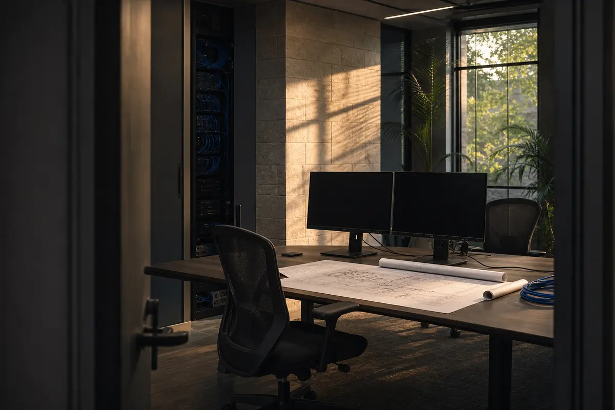 Editorial platform planning scene for Dedicated Hosting in Fairview, New York