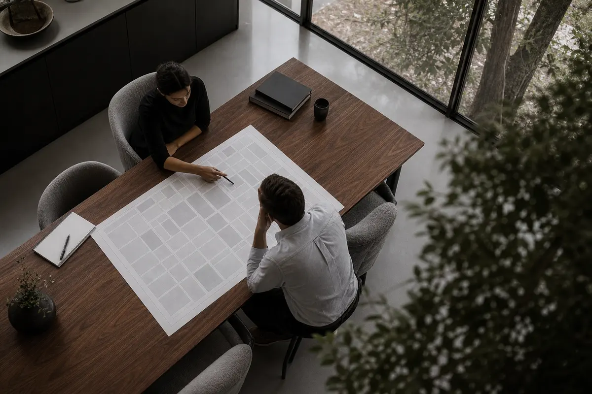 Editorial marketing planning scene for Farmingville, New York
