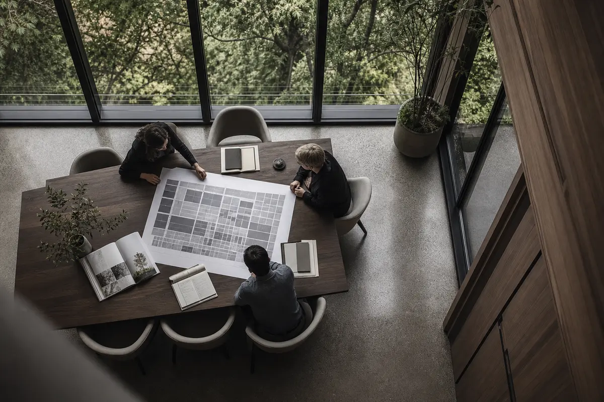 Editorial marketing planning scene for Floral Park, New York