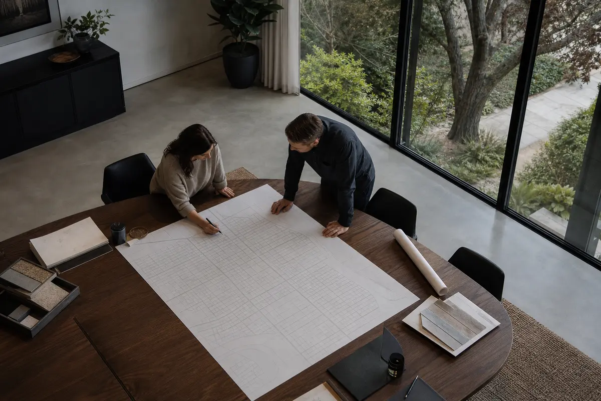 Editorial marketing planning scene for AI SEO in Islip, New York