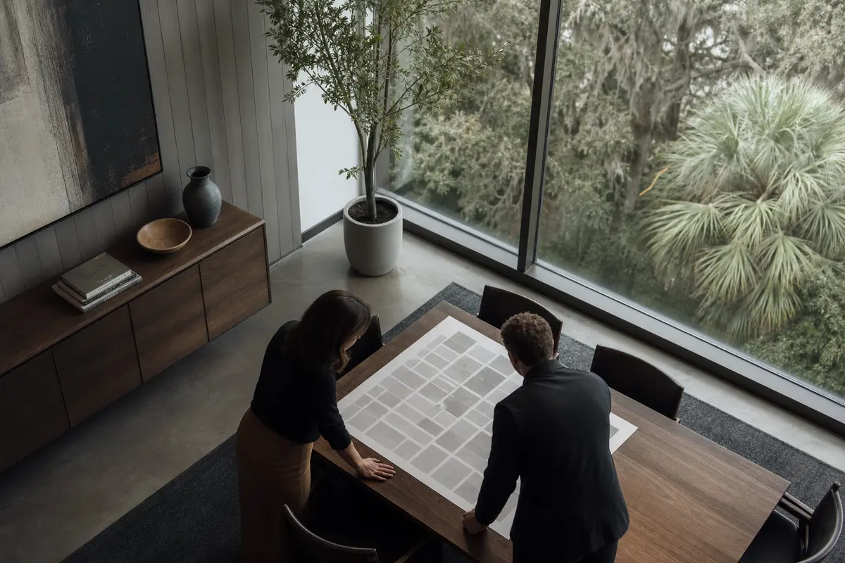 Editorial marketing planning scene for Melville, New York