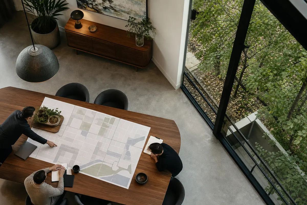 Editorial marketing planning scene for New Hyde Park, New York