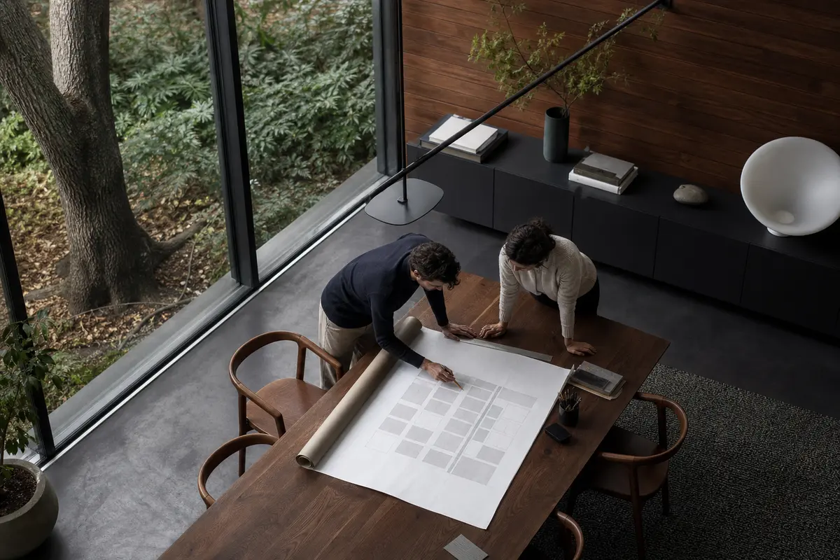 Editorial marketing planning scene for New Square, New York