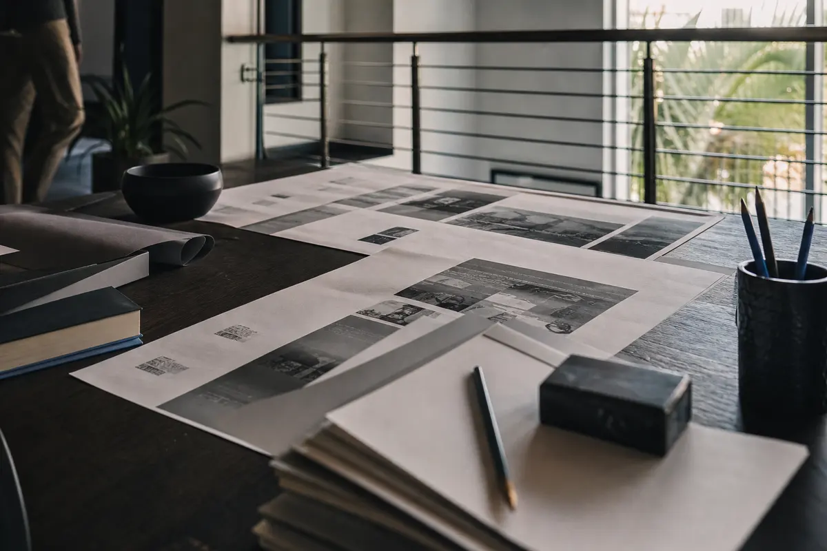 Editorial marketing planning scene for AI SEO in North Merrick, New York