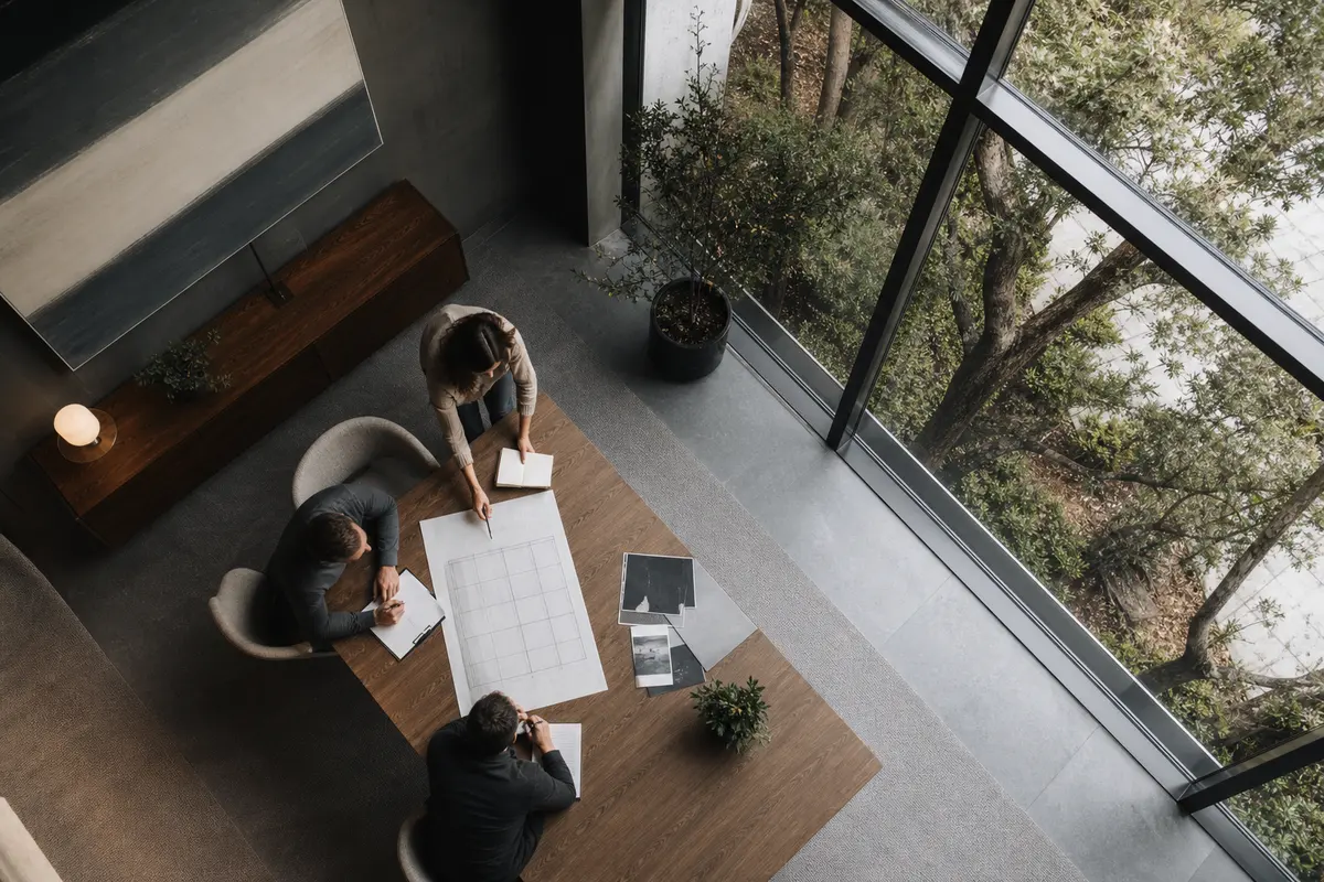 Editorial marketing planning scene for AI SEO in North Wantagh, New York