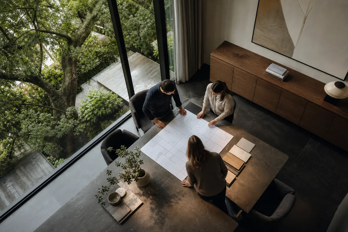 Editorial marketing planning scene for Old Bethpage, New York