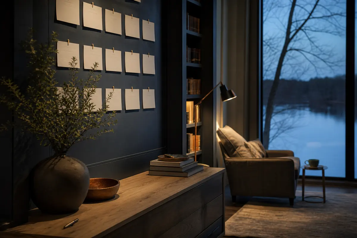 Editorial marketing planning scene for Orange Lake, New York