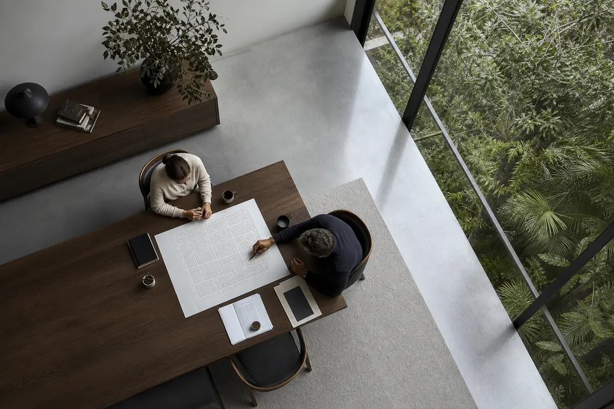 Editorial marketing planning scene for AI SEO in Ronkonkoma, New York